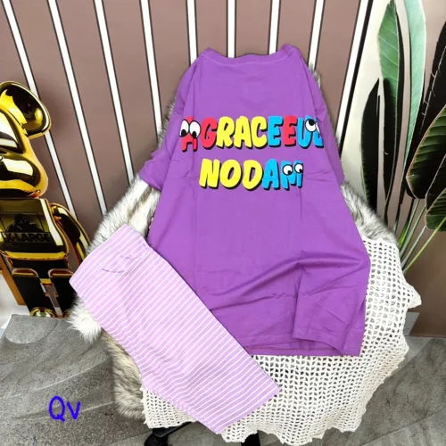 Đồ bộ quần ngố sọc áo tay ngắn in hình