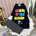 Đồ bộ quần ngố sọc áo tay ngắn in hình