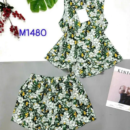 Đồ bộ vải tonl quần đùi có nút phía sau lưng