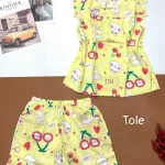 Đồ bộ vải tonl quần đùi viền bèo áo sát nách