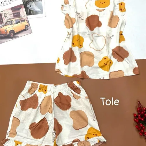 Đồ bộ vải tonl quần đùi viền bèo áo sát nách