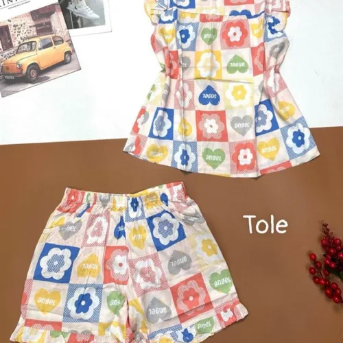 Đồ bộ vải tonl quần đùi viền bèo áo sát nách