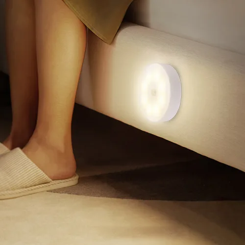 Đèn Ngủ Tròn - Đèn Led Cảm Ứng Chuyển Động Dán Tường 8,4x2cm
