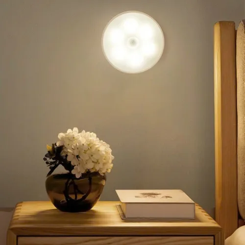 Đèn Ngủ Tròn - Đèn Led Cảm Ứng Chuyển Động Dán Tường 8,4x2cm