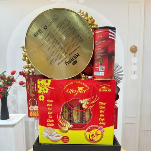 Giỏ Quà Tết Đỏ 13 Món - Quà Tặng Tết Sang Trọng - Quà Trang Trí Tết - Giỏ Quà Tết