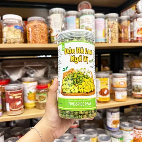 Đậu Hà Lan Ngũ Vị Thơm Ngon 450g (sầu riêng - phô mai - sữa dừa - wasabi - tỏi ớt ) Hộp