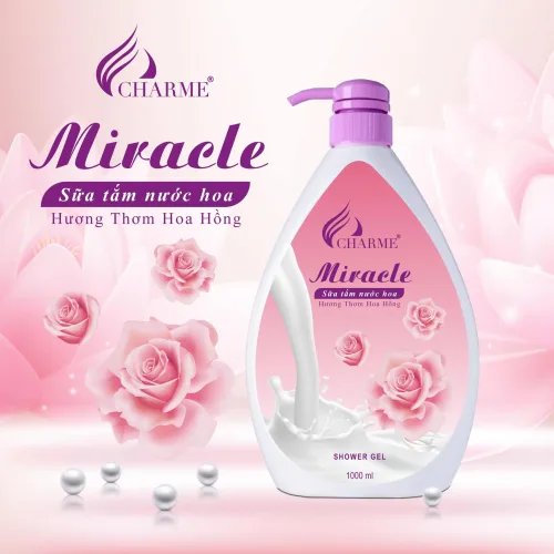 Sữa Tắm Nước Hoa Charme Miracle 1000ml Hương Hoa Hồng