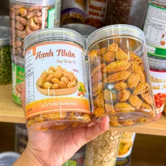 Hạnh Nhân Sấy Tẩm Vị - Hạnh Nhân Rang Bơ Vỏ Dày Thơm Ngon 300g - Hũ Pet