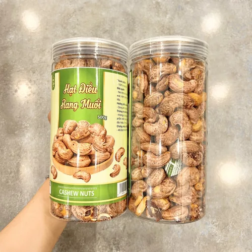 Hạt Điều Cồ A Rang Muối Nguyên Hạt Vỏ Lụa (Loại xuất khẩu) 500g Hộp