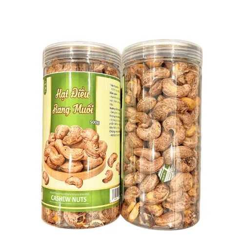 Hạt Điều Cồ A Rang Muối Nguyên Hạt Vỏ Lụa (Loại xuất khẩu) 500g Hộp