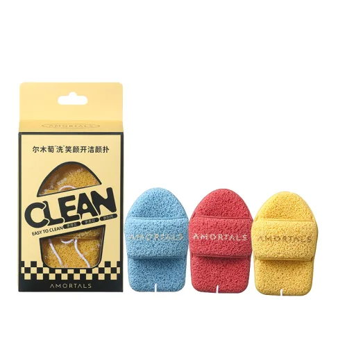 Hộp 3 Miếng Bông Mút Rửa Mặt Bọt Biển Clean Easy To Clean Amortals (Có Chữ)