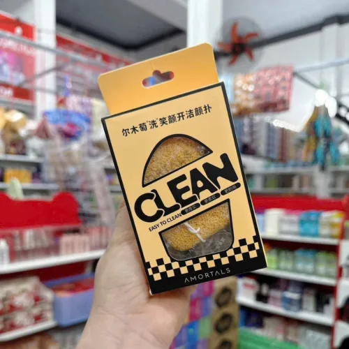 Hộp 3 Miếng Bông Mút Rửa Mặt Bọt Biển Clean Easy To Clean Amortals (Có Chữ)