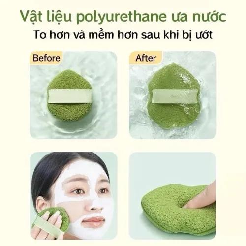 Hộp 3 Miếng Bông Mút Rửa Mặt Bọt Biển Xunfuji (Không Chữ)