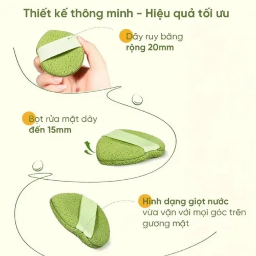 Hộp 3 Miếng Bông Mút Rửa Mặt Bọt Biển Xunfuji (Không Chữ)