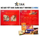 Hộp Bánh Tết Mayora Khai Xuân - Bộ Quà Tết Khai Xuân Như Ý Mayora Hộp 837g Gồm 5 Món