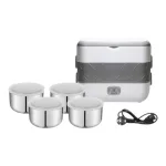 Hộp Cơm Giữ Nhiệt Hâm Nóng Thức Ăn 2 Tầng 4 Ngăn 20x13x25cm
