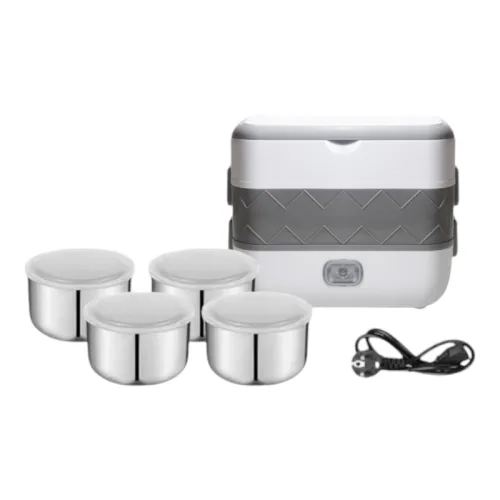 Hộp Cơm Giữ Nhiệt Hâm Nóng Thức Ăn 2 Tầng 4 Ngăn 20x13x25cm
