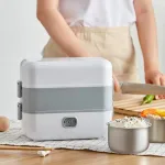 Hộp Cơm Giữ Nhiệt Hâm Nóng Thức Ăn 2 Tầng 4 Ngăn 20x13x25cm