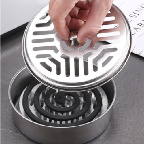 Hộp Inox Đựng Hương Muỗi Có Nắp 14.5x3,5cm