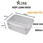 Hộp Lạnh Inox Đựng Thực Phẩm Kèm Nắp Nhựa 13.5x10.5x5.8cm