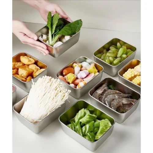 Hộp Lạnh Inox Đựng Thực Phẩm Kèm Nắp Nhựa 13.5x10.5x5.8cm