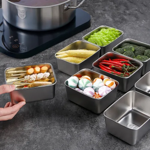 Hộp Lạnh Inox Đựng Thực Phẩm Kèm Nắp Nhựa 13.5x10.5x5.8cm