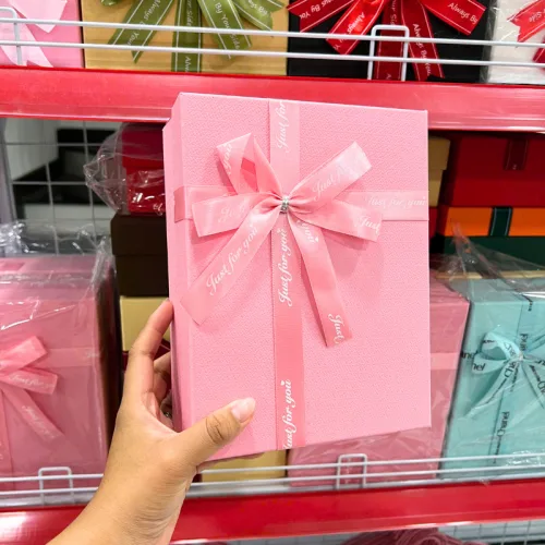 Hộp Quà Giấy Chữ Nhật Lớn Nhiều Màu Nắp Rời Có Thắt Nơ 16x21x7cm - Hộp Không Có Hoa Rơm Giao Ngẫu Nhiên