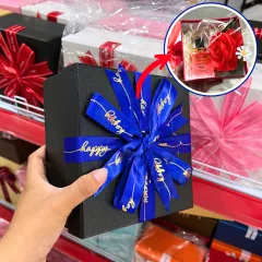 Hộp Quà Giấy Vuông Nhỏ Nhiều Màu Nắp Rời Có Thắt Nơ 16x16x8cm - Hộp Không Có Hoa Rơm Giao Ngẫu Nhiên