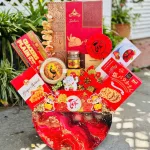 Hộp Quà Tết Rượu Bánh Kẹo Sang Trọng – Set Quà Cao Cấp - Quà Trang Trí Tết - Giỏ Quà Tết
