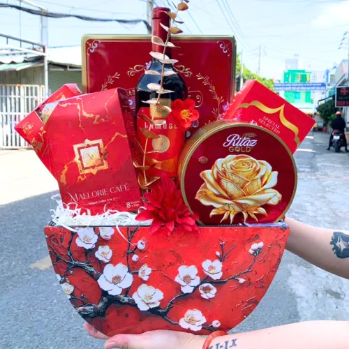 Hộp Quà Trang Trí Tết – Quà Tặng Tết Sang Trọng – Set Quà Cao Cấp - Giỏ Quà Tết