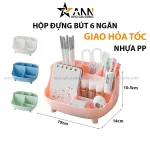 Hộp Đựng Bút 6 Ngăn Tặng Kèm Sticker Dễ Thương 19x14x10.5cm