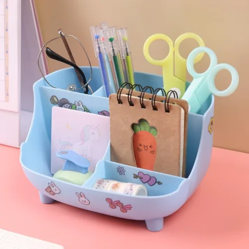 Hộp Đựng Bút 6 Ngăn Tặng Kèm Sticker Dễ Thương 19x14x10.5cm
