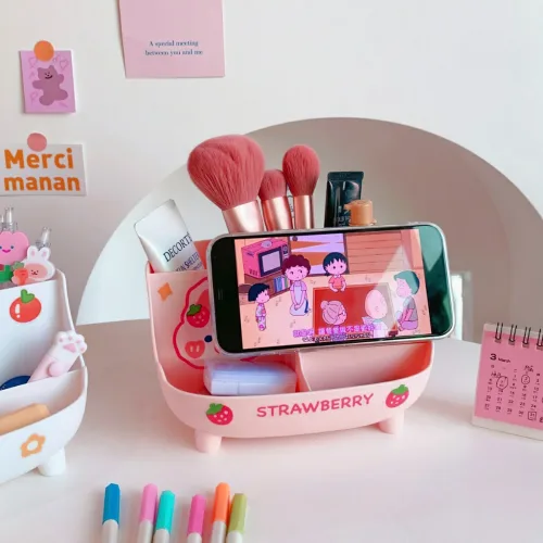 Hộp Đựng Bút 6 Ngăn Tặng Kèm Sticker Dễ Thương 19x14x10.5cm