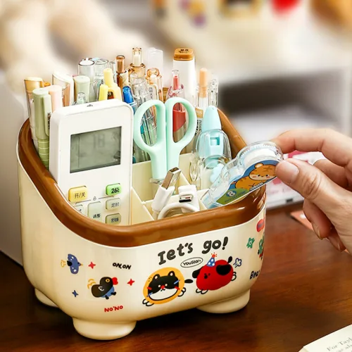 Hộp Đựng Bút Nhiều Ngăn - Hộp Đựng Mỹ Phẩm 7 Ngăn Dễ Thương 15×12,5x11cm