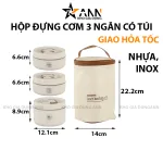 Hộp Đựng Cơm 3 Ngăn Kèm Túi Đựng Cơm Có Thìa Muỗng Tiện Lợi 14x22.2cm