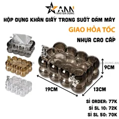 Hộp Đựng Giấy Đám Mây Bồng Bềnh Trong Suốt Kèm Phụ Kiện Gấu/Thỏ Cao Cấp 19x9x13cm