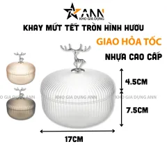Hộp Đựng Mứt Tết - Hộp Hình Hươu Đựng Bánh Kẹo Hoa Quả Bằng Nhựa Cao Cấp 17x12cm