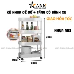 Kệ Để Đồ - Kệ 4 Tầng - Kệ Bếp - Kệ Nhựa Để Đồ Có Bánh Xe 65cmx38cmx21cm