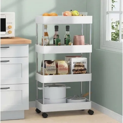 Kệ Để Đồ - Kệ 4 Tầng - Kệ Bếp - Kệ Nhựa Để Đồ Có Bánh Xe 65cmx38cmx21cm