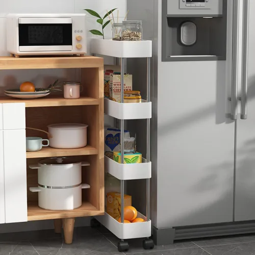 Kệ Để Đồ - Kệ 4 Tầng - Kệ Bếp - Kệ Nhựa Để Đồ Có Bánh Xe 65cmx38cmx21cm