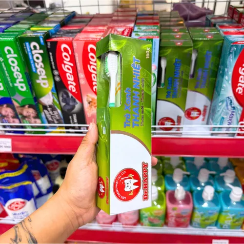 Kem Đánh Răng DR HAPPY Trà Xanh 160g + Bàn Chải DR HAPPY