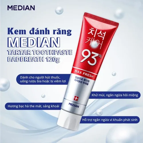 Kem Đánh Răng Median Màu Đỏ Dental IQ 93% Tartar Toothpaste Badbreath 120g