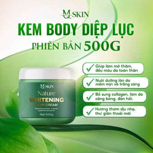 Kem Body Diệp Lục Mq Skin 500g - Kem Body Mqskin Nature Whitening Body Cream Chính Hãng