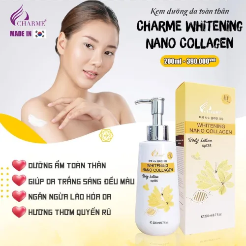 Kem Body Hàn Quốc Dưỡng Trắng Da Toàn Thân Charme Whitening Nano Collagen