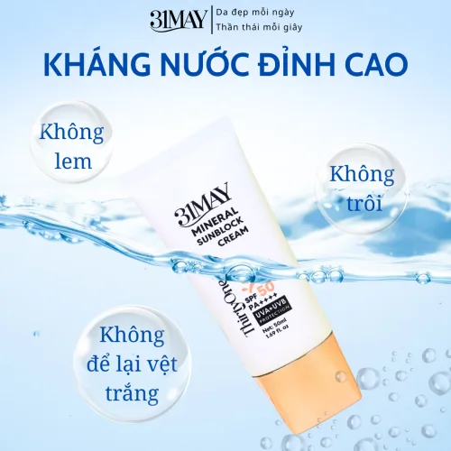 Kem Chống Nắng 31May Mineral Sunblock Cream SPF50+ PA++++ 50ml -Thirtyone May