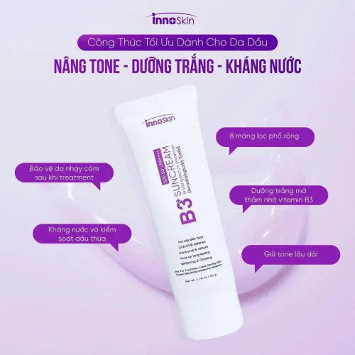 Kem Chống Nắng B3 InnoSkin Màu Tím Cho Da Dầu