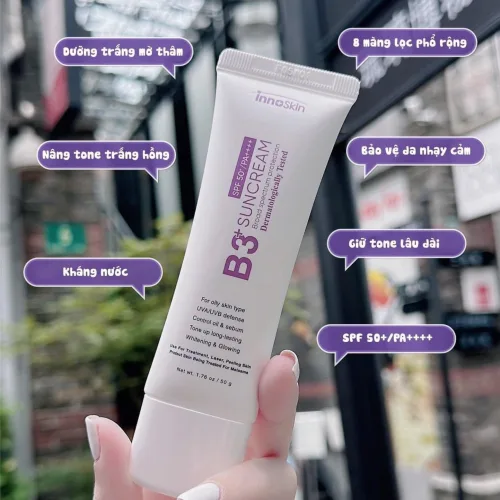 Kem Chống Nắng B3 InnoSkin Màu Tím Cho Da Dầu