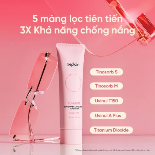 Kem Chống Nắng Beplain Sunmuse Tone Up Màu Hồng Dâu 50ml