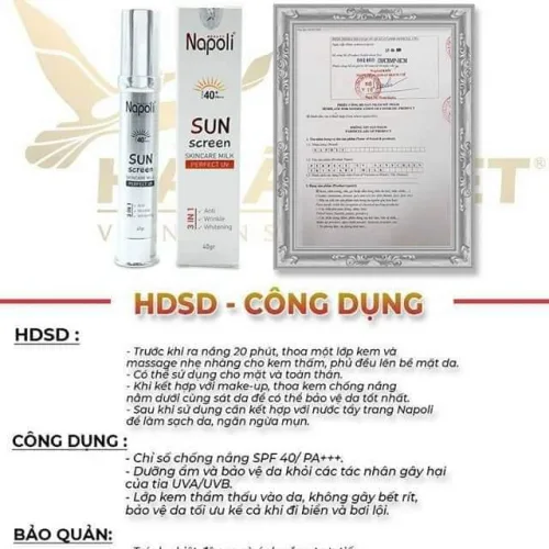 Kem Chống Nắng Napoli Sunscreen Hải Âu Việt