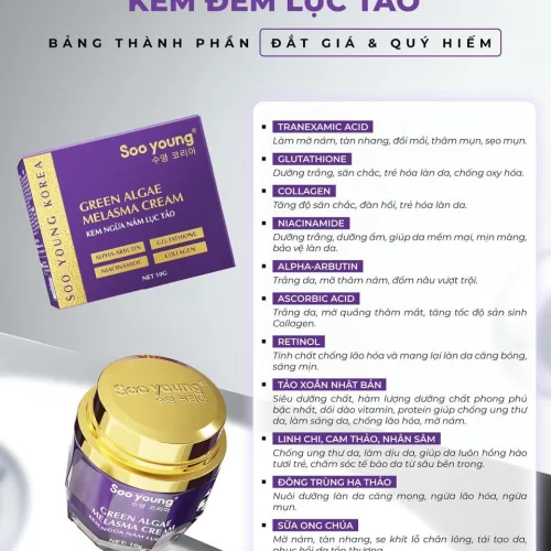 Kem Face Tím Giảm Nám Soo Young Mini Green Algae Melasma Cream
